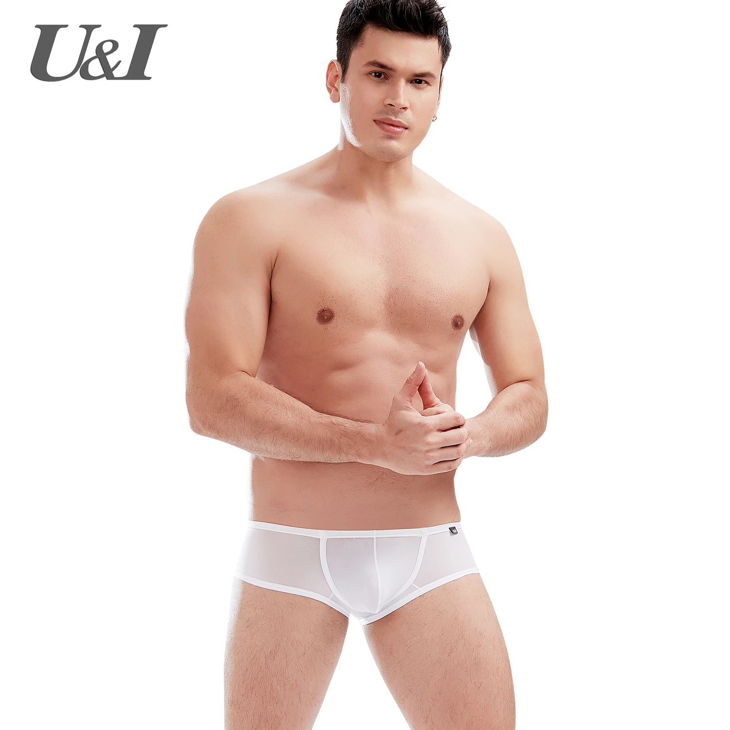 U&I Men\'s High-elastic Panties Men\'s Briefs U-Convex 3D Bags Nylon Scrotum Support Half-Pack Hip Ultra-thin Underwear