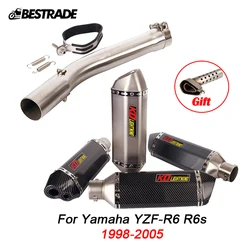 Exhaust System For Yamaha YZF-R6 R6S 1998 1999 2000 2001 2002 2003 2004 2005 Exhaust Pipe Motorcycle 51mm Mid Muffler Slip On