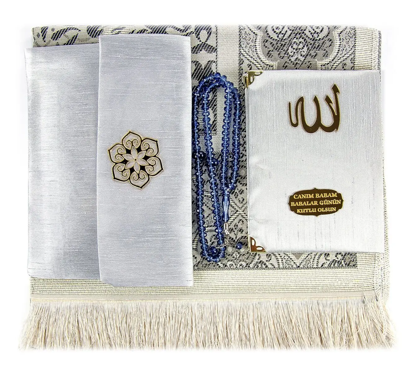 White prayer mat set muslim set prayer mat Umre portable mats only travel mat Yasin Book Sharif blue navy blue rosary muslim