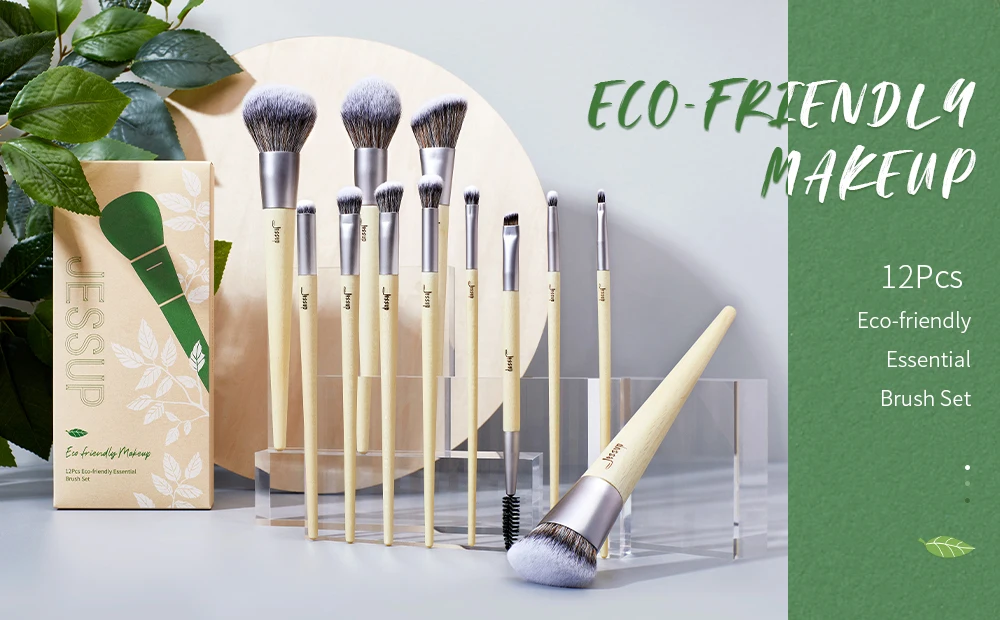 Jessup Makeup Brushes Set Premium Synthetic Foundation Powder Angled Concealer Blending Eyeshadow Duo Eyebrow Brush Makeup T327