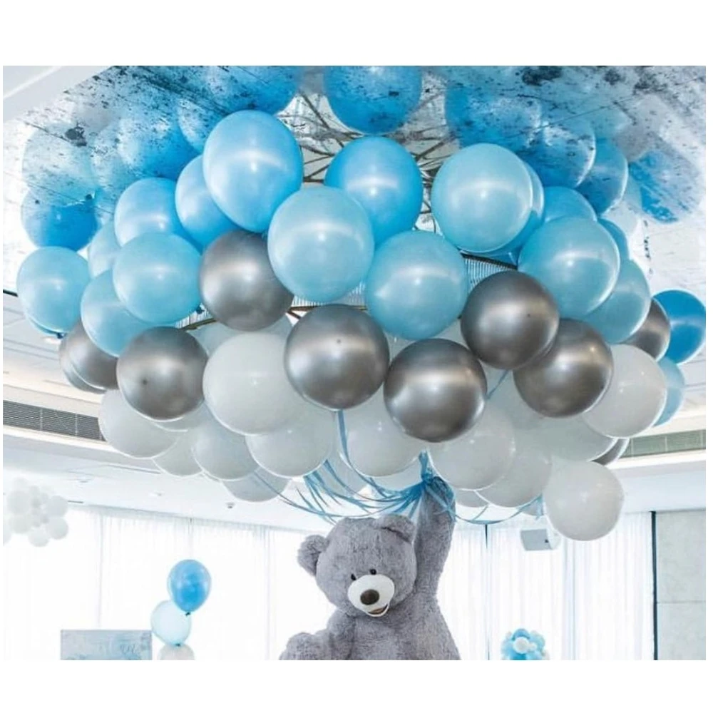 

Balloon House 30 PCs Metallic Balloon (Blue-White-Silver Mixed) Flying Balloon Party Balloon Inflatable Balloon