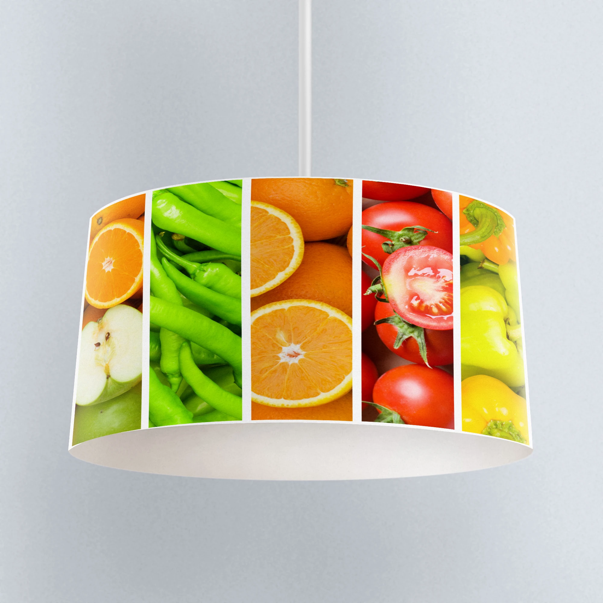 

Else Yellow Red Colored Fruit Vegatables Printed Fabric Kitchen Chandelier Lamp Drum Lampshade Floor Ceiling Pendant Light Shade