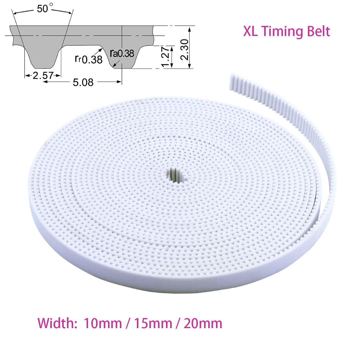 

1/2/5Meter Trapezoidal Tooth PU White XL Type Open Timing Belt Width 10mm Polyurethane Steel Drive Belt 5.08mm Pitch