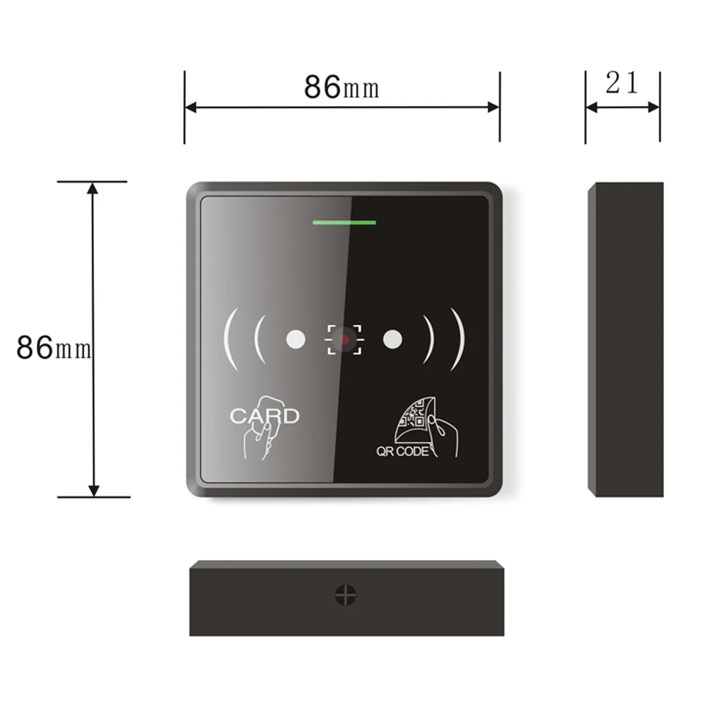Czytnik kodów kreskowych RFID 13,56 MHz, czytnik kodów QR do kontroli dostępu, wyjście TTL/RS485/Wiegand 26/34, karta NFC, 20000 użytkowników, aplikacja mobilna