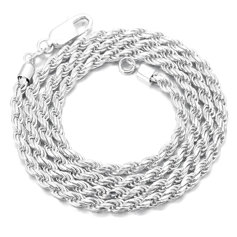 CADERMAY Customized 2022 Hip Hop Style Jewelry Necklace for Men 925 Silver Twisted Rope Plated Gold Chain Fashion Party