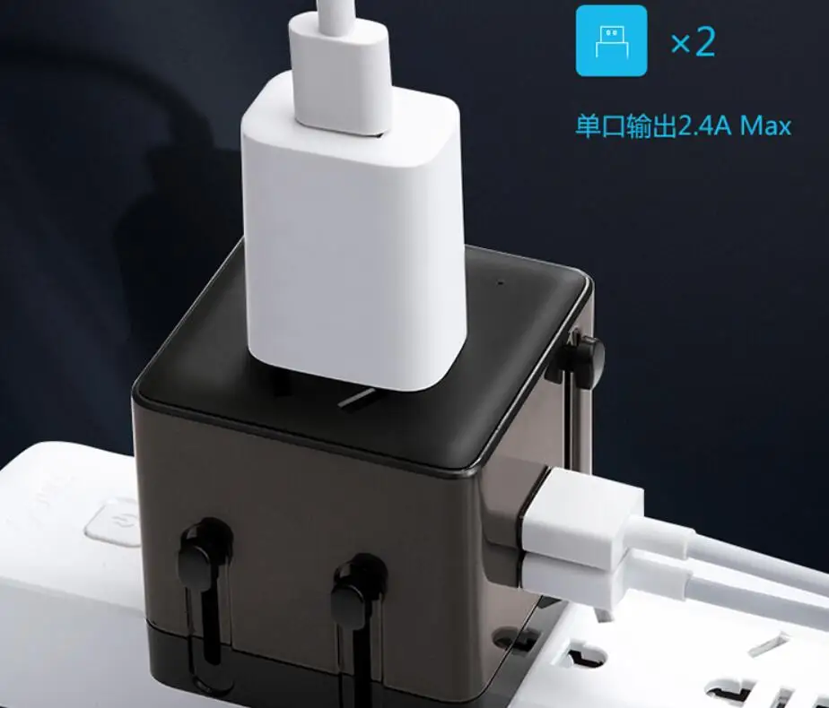 Đô Ổ Cắm Du Lịch Toàn Cầu Chuyển Đổi USB 5V 2.4V/Du Lịch Sang/Phích Cắm Chuyển Đổi/Châu Âu Mỹ Úc tiêu Chuẩn Anh