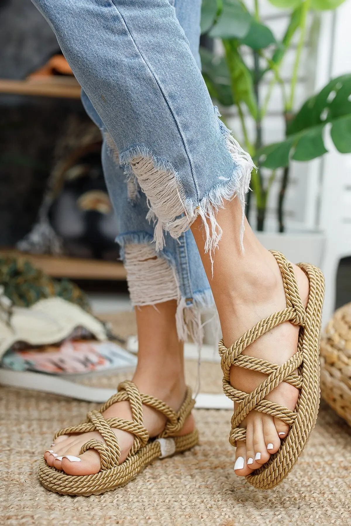 Straw Wicker Sandals New Fashion Luxury Spring Summer High Quality Made in Turkey Gold Black Beige Minkcolor 2022 Women Slippers