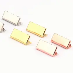 20mm Rose Gold Ribbon End Clamps With Loop End Fastener Lanyard Clip Ribbon Cord Rope Clips Leather End Crimps Webbing Key Fob