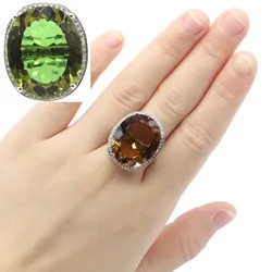 Anillo de plata de topacio de Alejandrita, colgante grande ovalado, 25x21mm, 22x18mm, más vendido