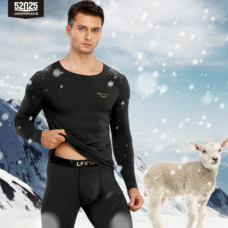 52025 Warm Men Thermal Underwear with Merino Wool Seamless Elegant Stylish Fashionable Soft Comfortable Long Johns Warm Thermals