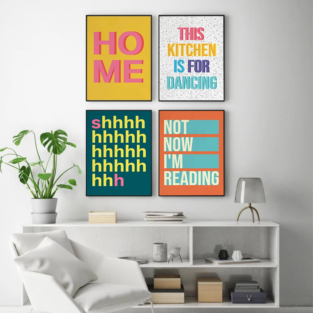 This Kitchen Is For Dancing Poster Colourful Quote Canvas Painting Shh Sign Typography Print Bathroom Living Room Home Decor