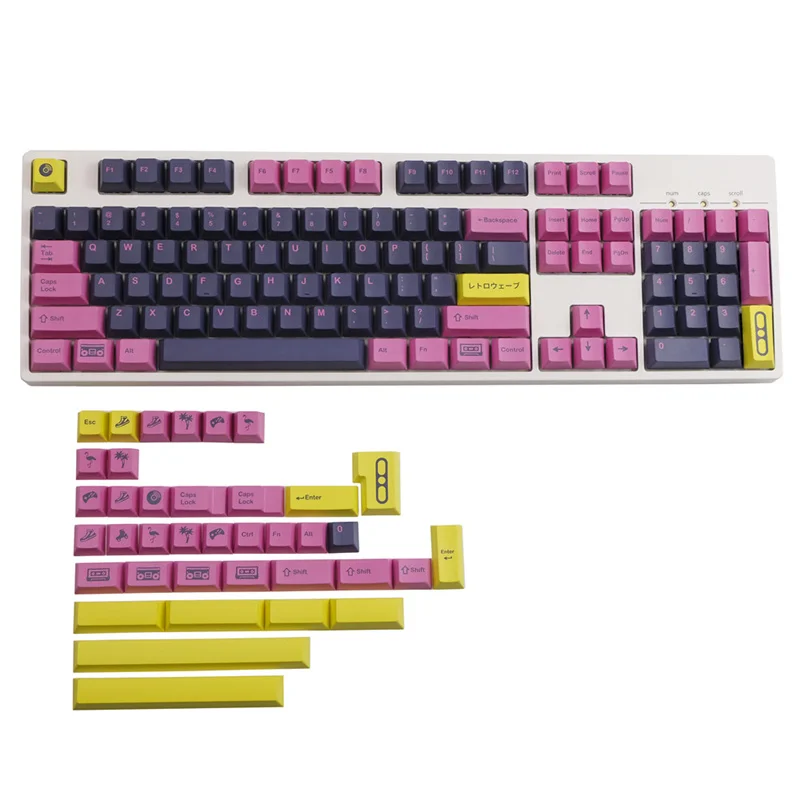 

GMK Retrowave Keycap 142 Keys Set Cherry Profile PBT Sublimation Keycaps 6.25U 7U Spacebar For DIY Mechanical Keyboards