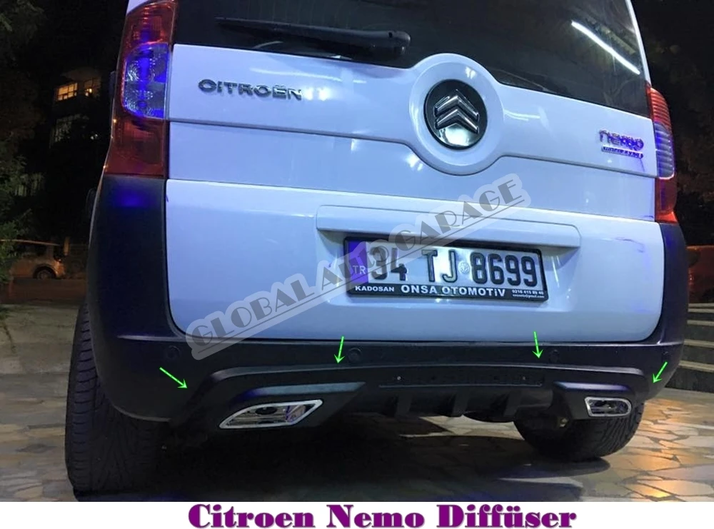 For Citroen Nemo Diffuser Extension Rear Bumper Attachment Car Styling Auto Accessory Exhaust Universal Spoiler Sill Spilitter