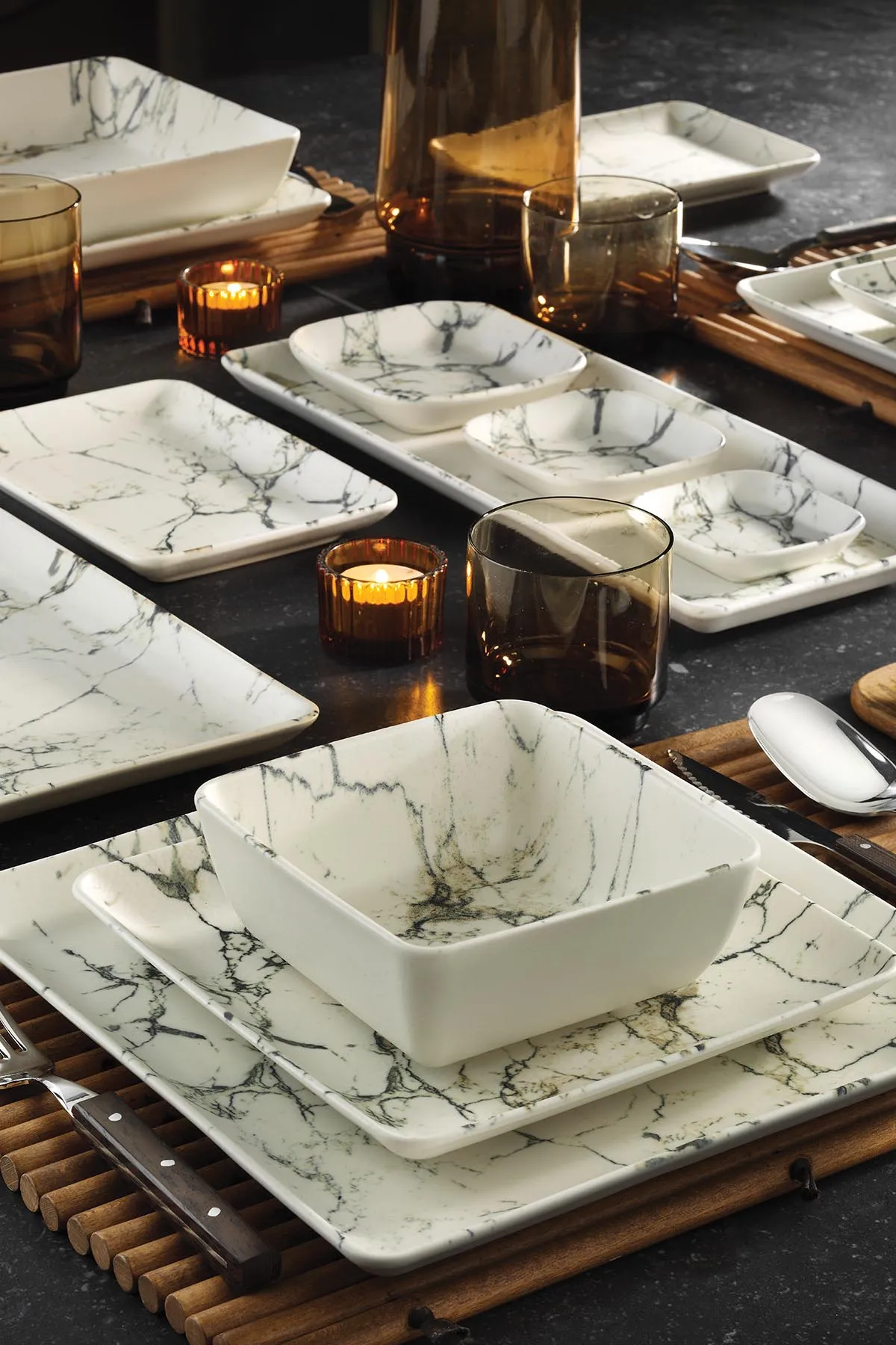 Stylish Marble Pattern 6 Persons 24 PCS  Porcelain Turkish Made Dinnerware set