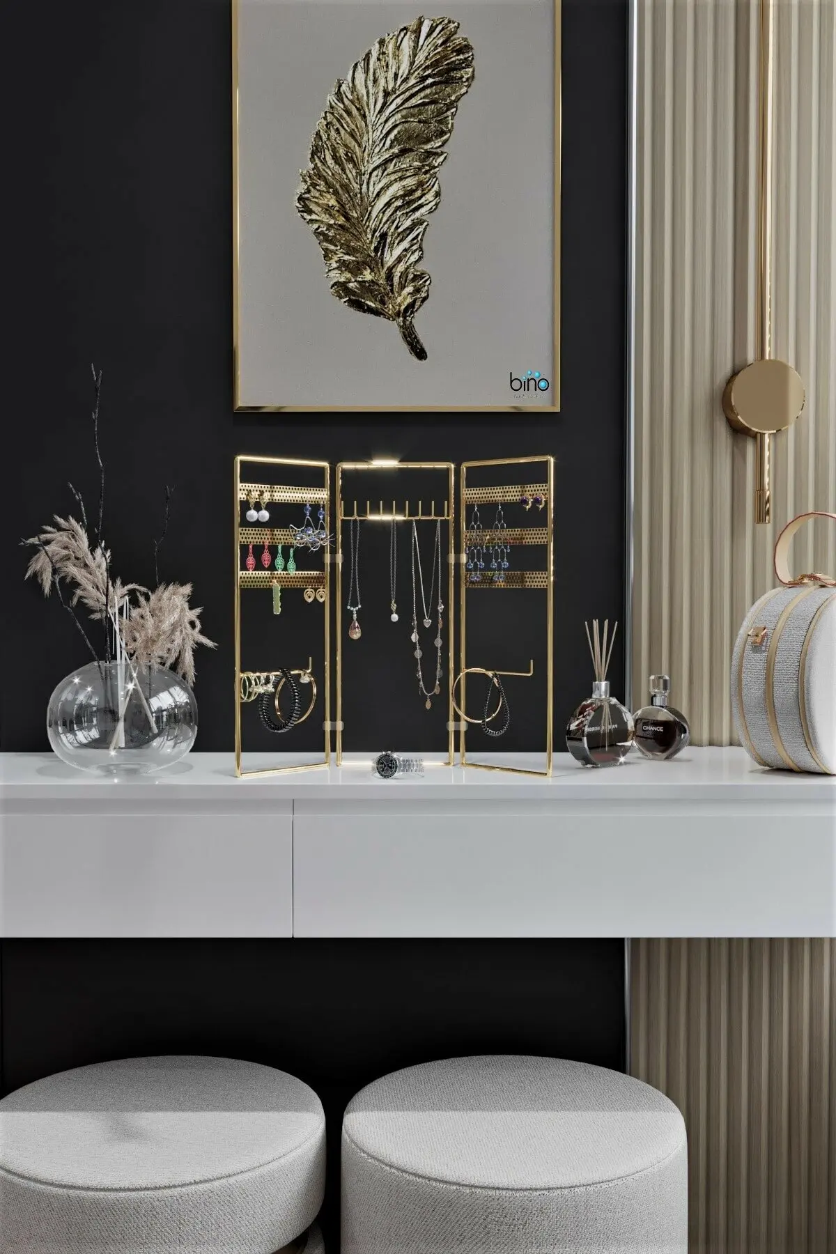 350 Holes Jewelry Organizer Stand Earring Holder Gold Stainless Steel Storage Box Fashion Earrings Display Rack Jewelry Stand