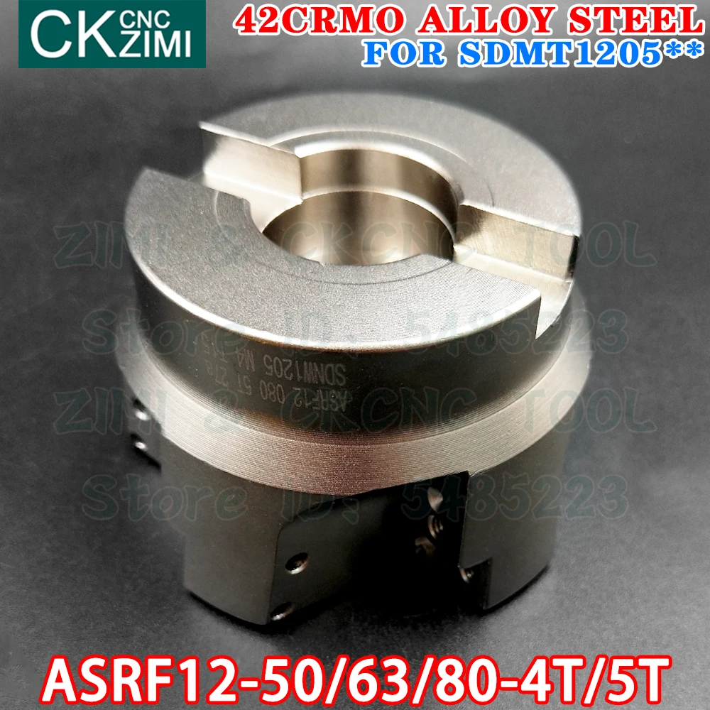 ASRF 12-80-27-5T ASRF 12-63-22-4T ASRF 12-50-22-4T face mill Rapid feed heavy cutting alloy face milling cutter for SDMT Inserts