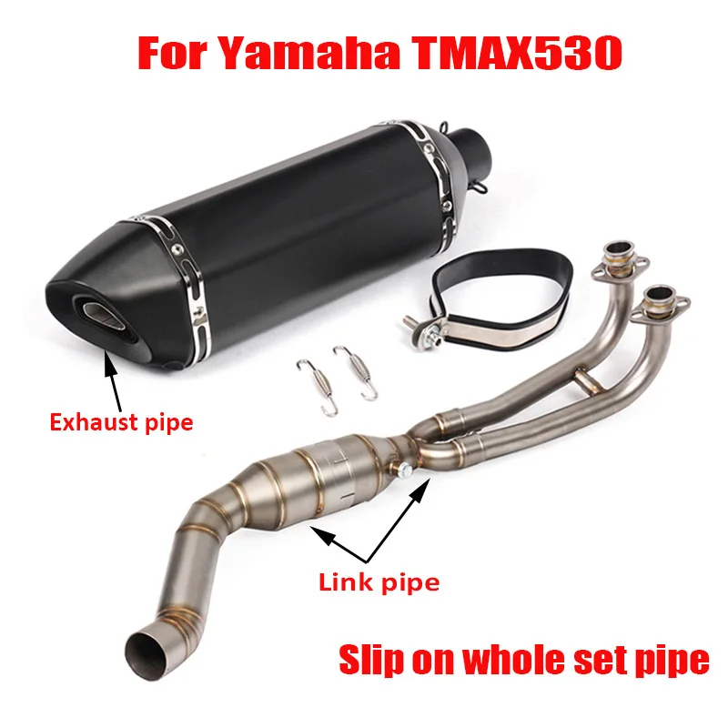 Motorcycle Exhaust Muffler Silencer Escape Tip with DB Killer Baffle Link Connector for Yamaha TMAX 530 2017 2018 2019