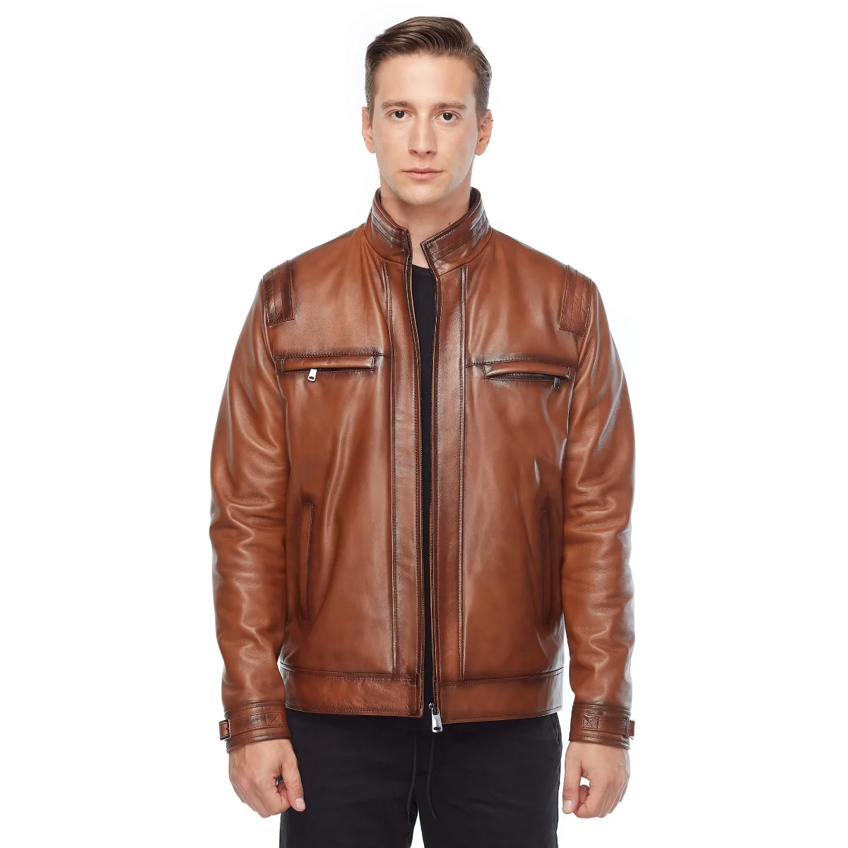 Antonio maschio vera pelle cappotti Tan Orjinal Lambskin autunno inverno 2022 Biker Slim Large Size VintageTürkiye