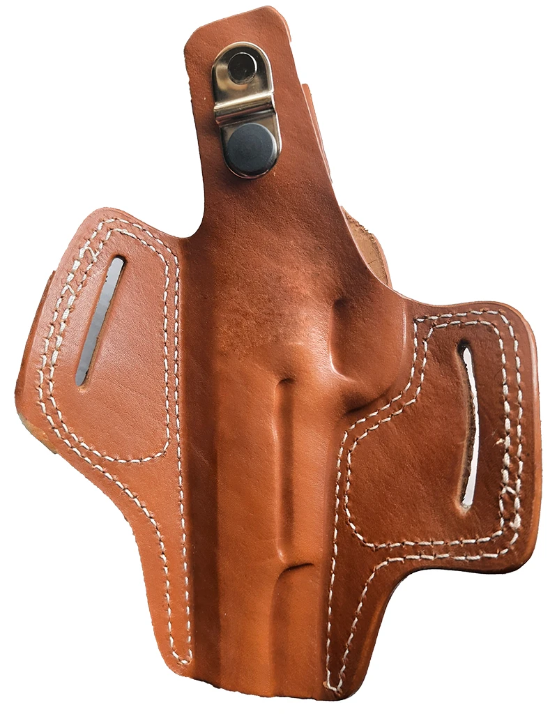 S & W M & P Shield 9mm Real Cowskin Handmade OWB Carry Two Slot Pancake Thumb Break Pistol firearm Gun Holster Pouch