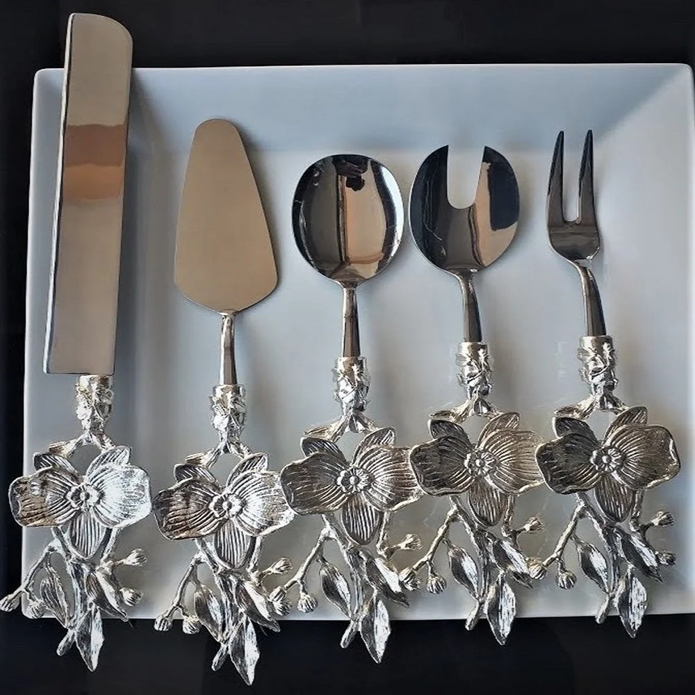 Orchid 5 Piece Silver Service Set