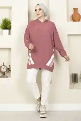 Grande tunique à capuche pour femmes, hauts longs pour filles musulmanes, chemises arabes et turques, chemisier Hijab, vêtements islamiques, magasin turc