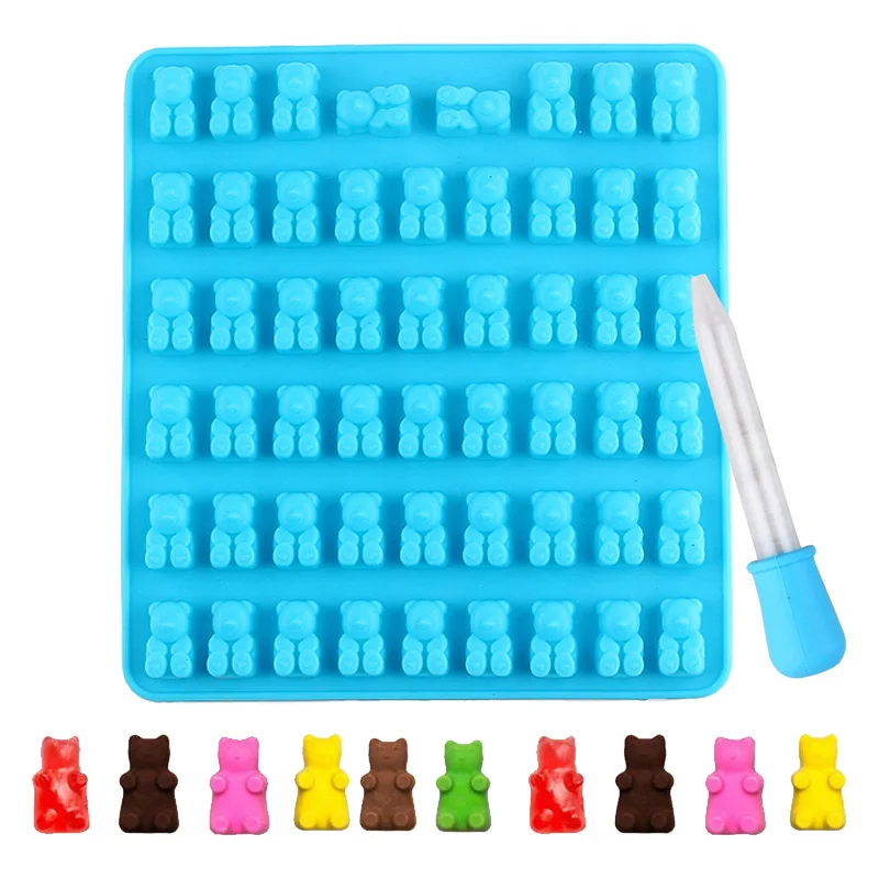 50/20 Cavity Bear Snake Silicone Molds Gummy Jelly Candy Chocolate Mold Cake Decorating Tools DIY Baking Moulds With Dropper