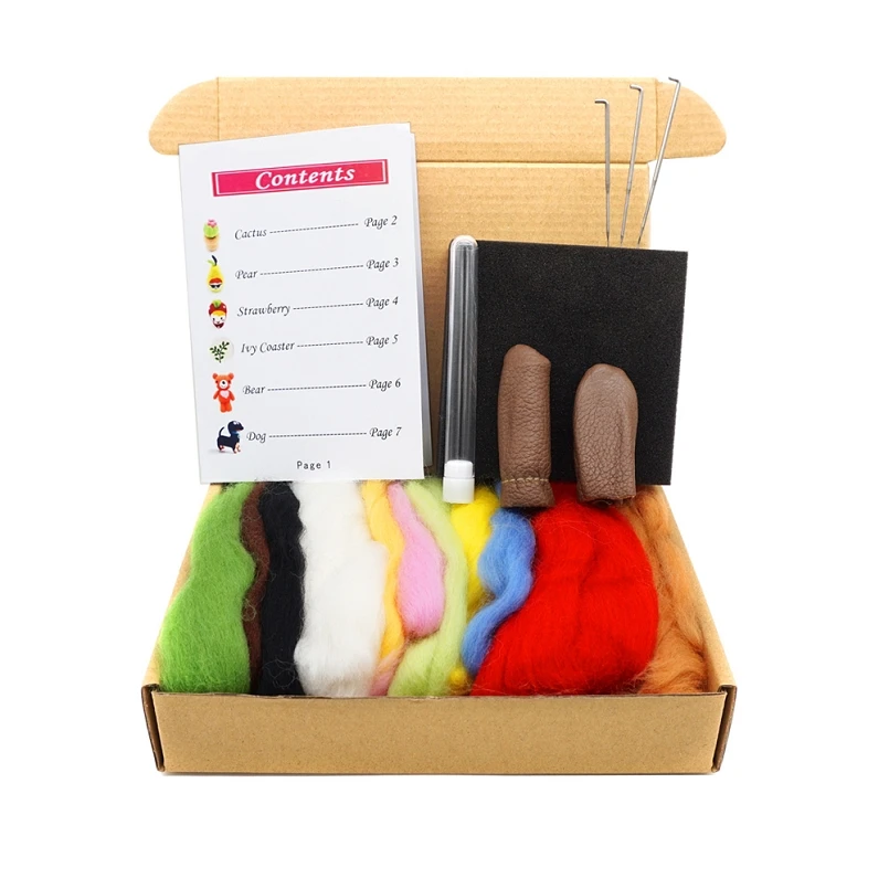 

Needle Felting Kits Book 11 Colours 80g/2.8oz to Make 6 Kits Wool Diy Felted Wool for Felting with Gift Box