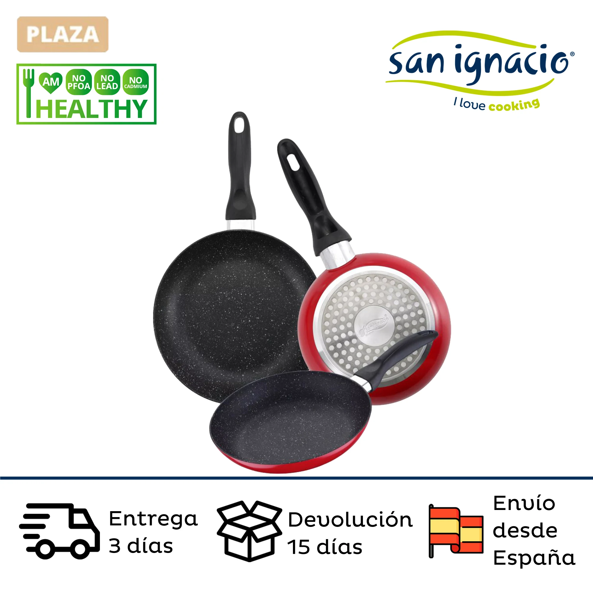 SAN IGNACIO Red & Marble made of non-stick pressed aluminum suitable for induction pans (16/20/24cm)