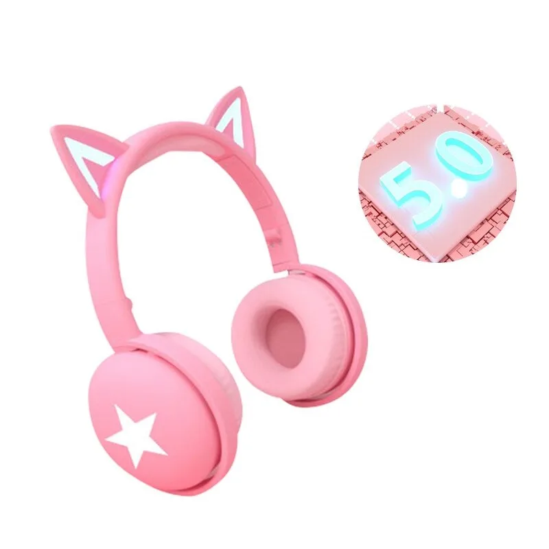 New BK 3 Stereo Bluetooth stereo luminous wireless headphones with microphone for video games cat ear stereo HIFI