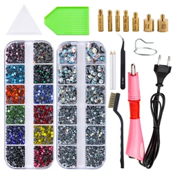 Hotfix di Pietra FAI DA TE Hot Fix Strass Applicatore Wand Setter Tool set, Pinzette & Brush Kit & di Cristallo di Vetro Strass