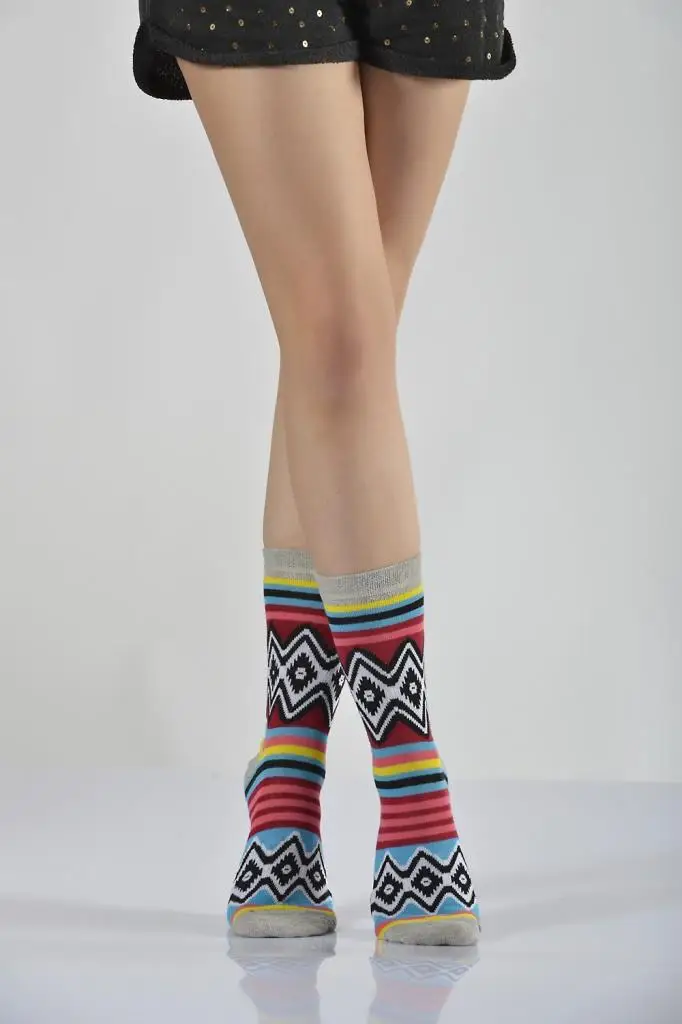 Idilfashion Women Rugs Patterned Colorful Socket Stocking-Multi-Color-B-ART015 (3'LÜ PACKAGE)