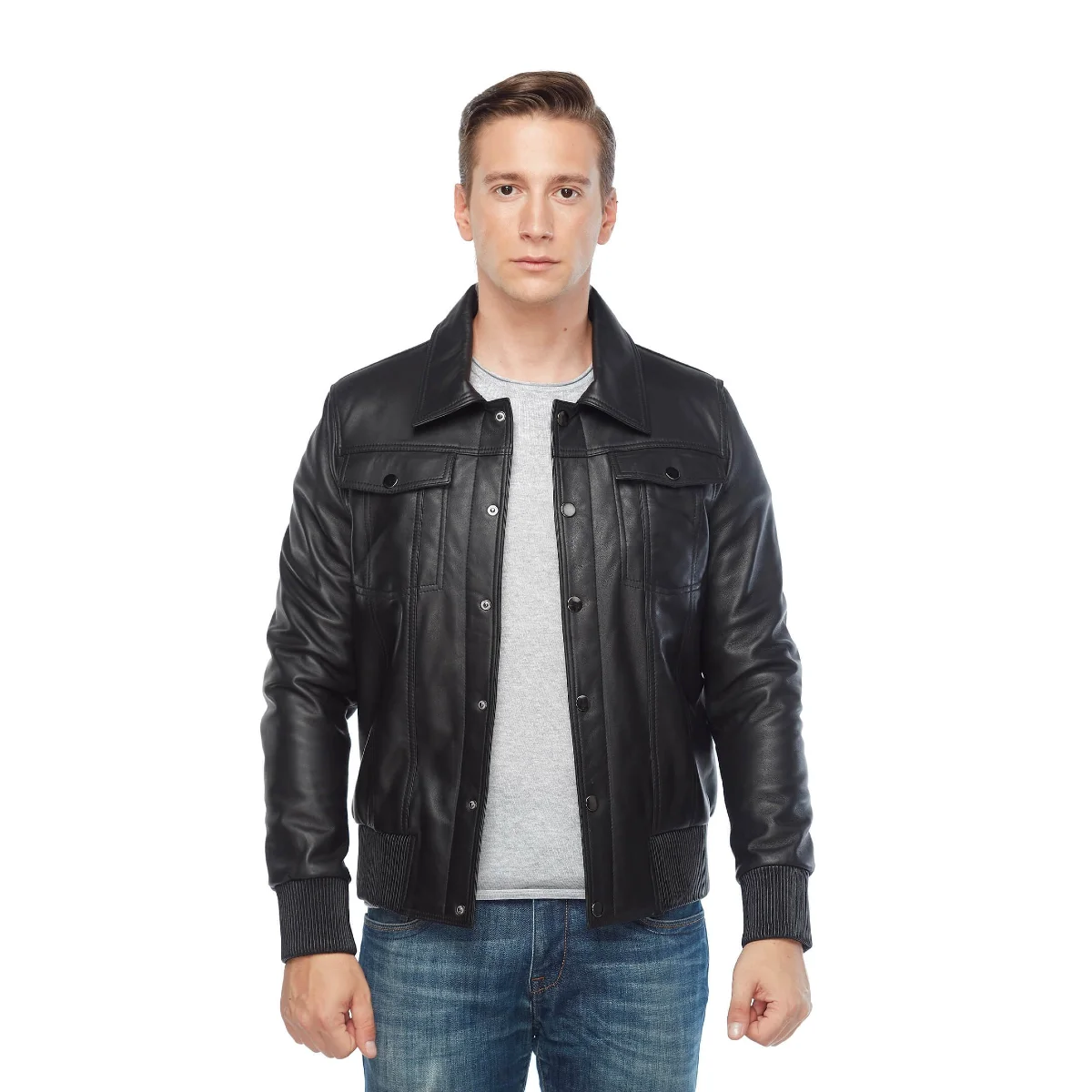 Bruto vera pelle maschio Montu nero originale pelle di agnello autunno inverno 2022 Biker Slim Large Size VintageTürkiye