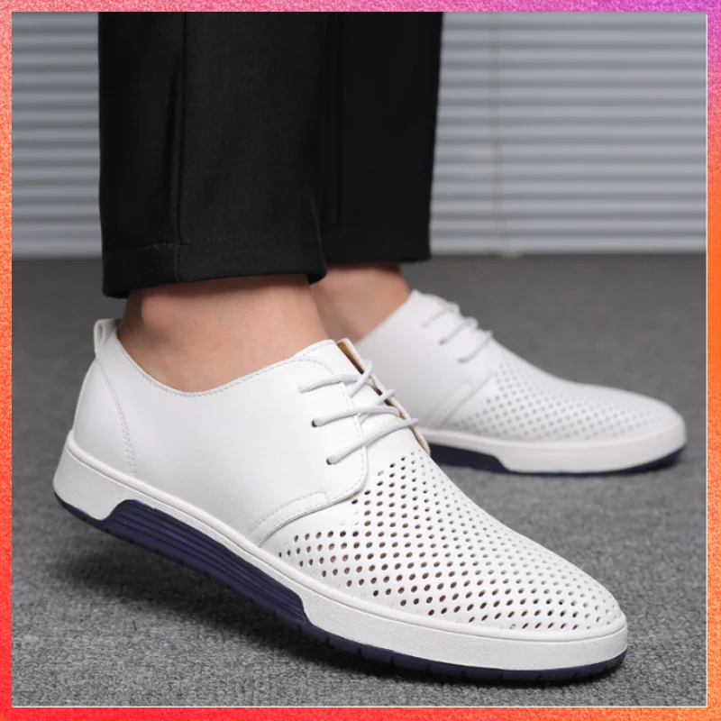 

Big Size 48 49 Men's PU Leather Shoes Breathable Hole Fashion Classic Casual Business Metal Buckle Leather Shoes Dress Shoes