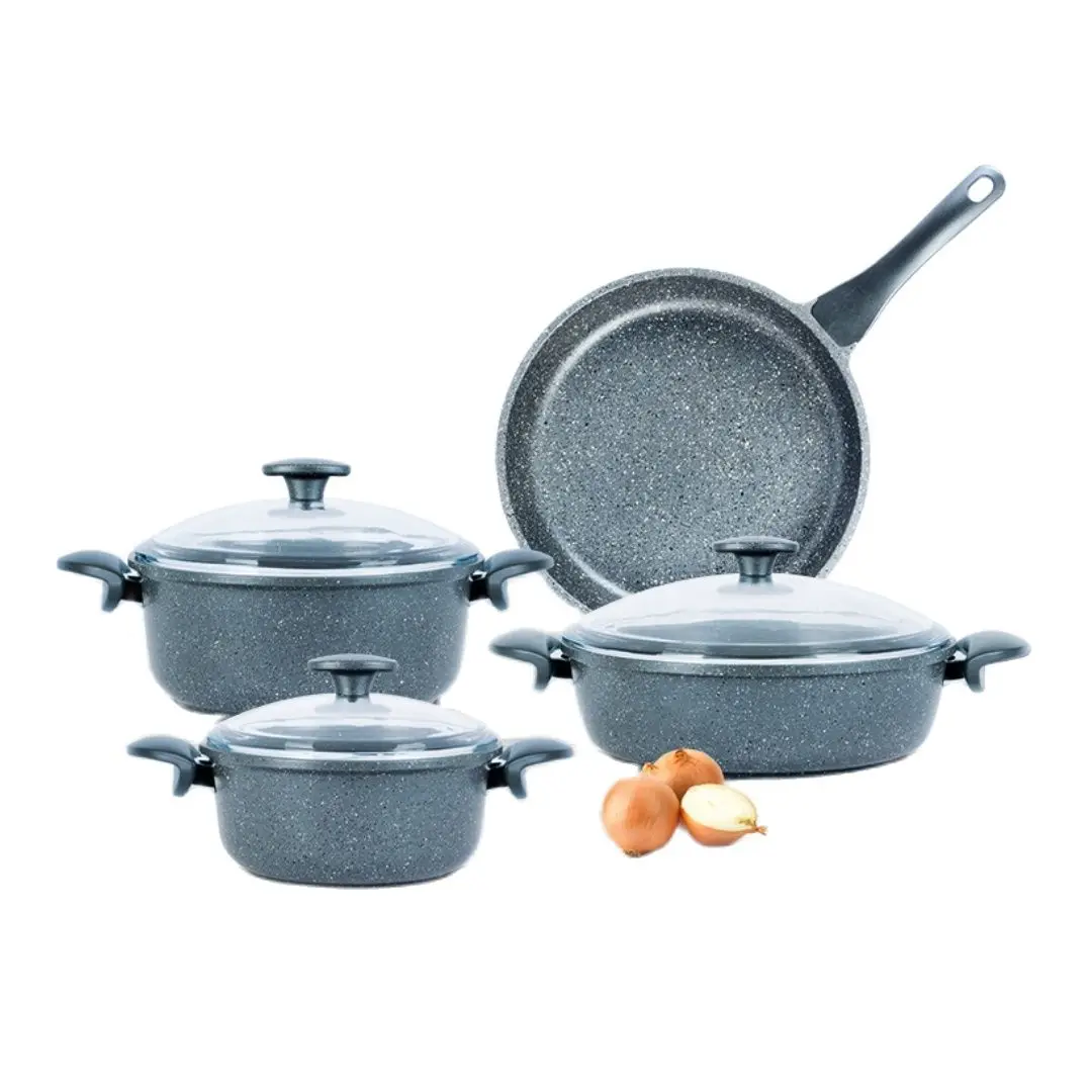 

2021 Thermoad Cookware Set of 7 Non-Stick Granite Fireproof Pot 1st Class Quality Turkish Production Asian-European Kitchen Home