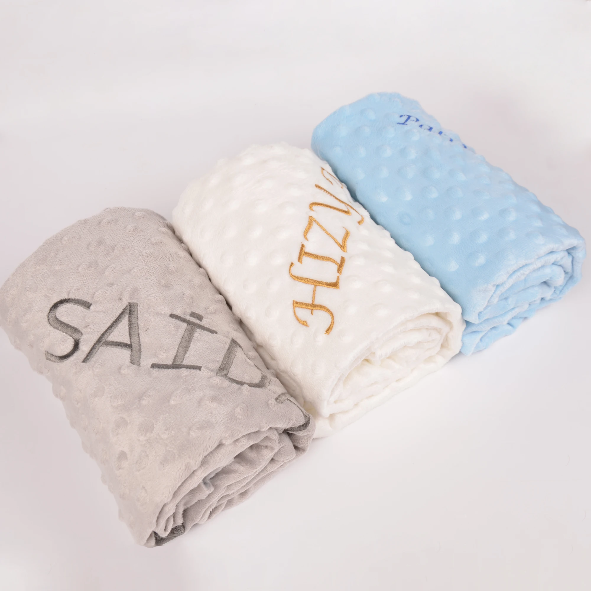 Personalized Baby Blanket With Name Sleeping Dolls Kids Fashion Embroidered Swaddling Newborn Comfort Bedding Swaddle