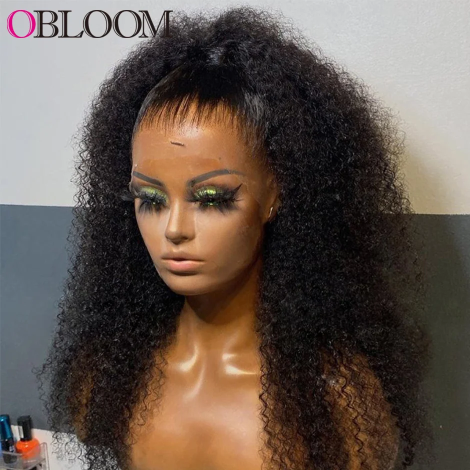 

32in Kinky Curly 13X4 HD Full Lace Frontal Wig Human Hair Wigs Pre plucked Invisible 5x5 HD Lace Closure Wig For Women Melt Skin