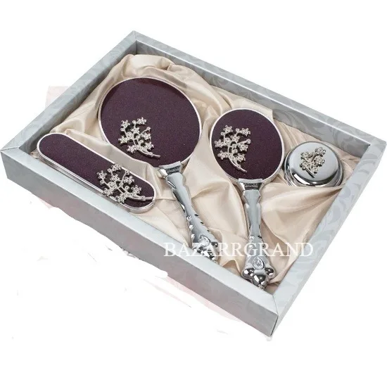 YOUR COMB SET WITH QUALITY COLOR TO ADD CHICITY TO YOUR STYLE Luxury Bridal Mirror Brush Toilet Set (Plum  FREE SHİPPİNG