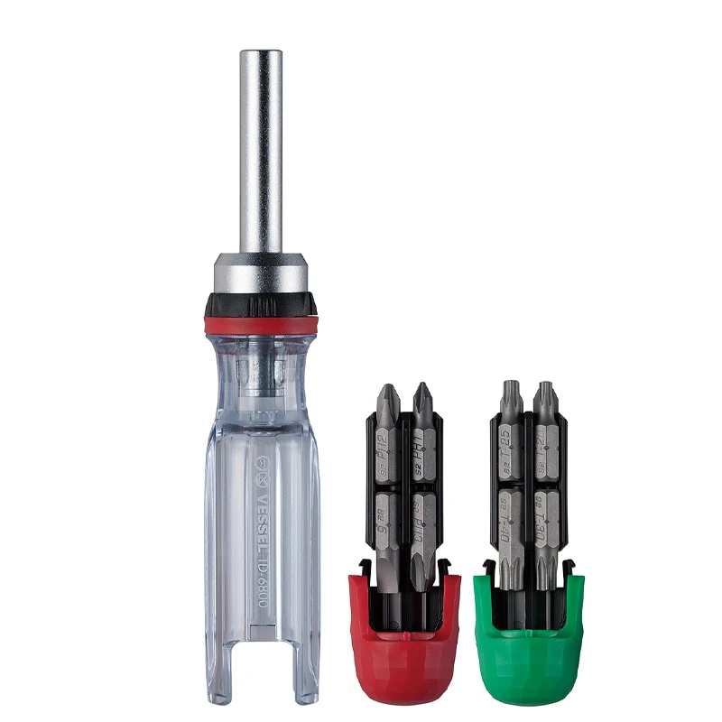 Vessel Ratchet Screwdriver Set with Multi-function Magnetic Bits Japan Tools No.6804