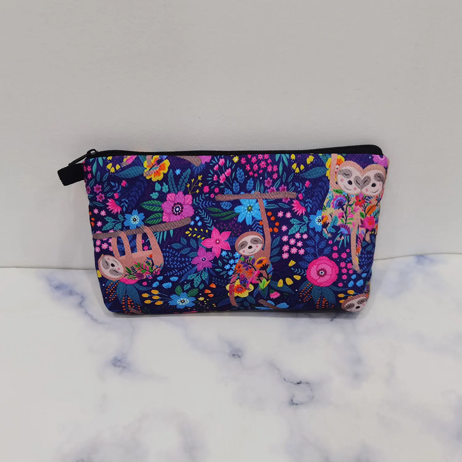 Women Cosmetic Bag Sloth Pattern Digital Printing Toiletry Bag For Travel Organizer Makeup Bag Eco Zipper Pencil Cases Custom