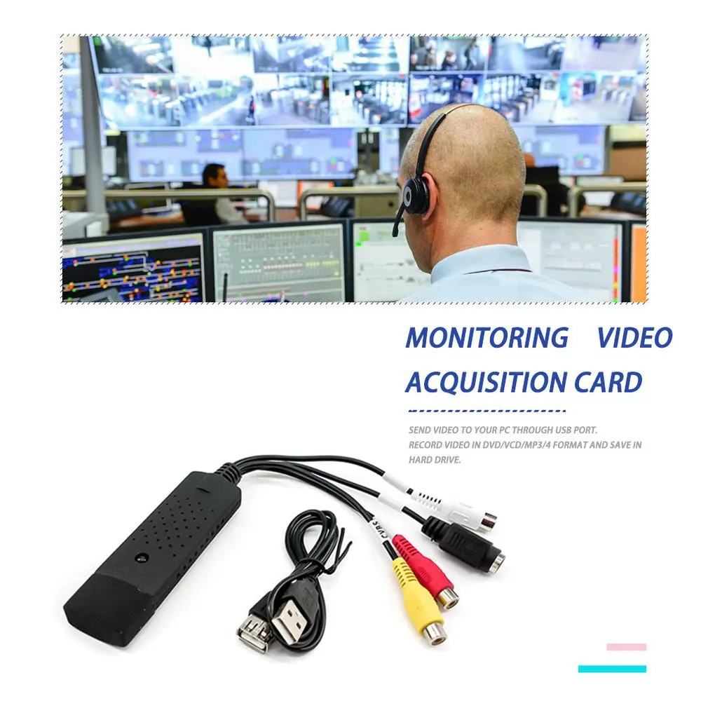 Video Audio Capture Adapter VHS to Digital File Converter VHS To DVD HDD TVCard Express USB2.0 to Video Grabber AudioAV Computer