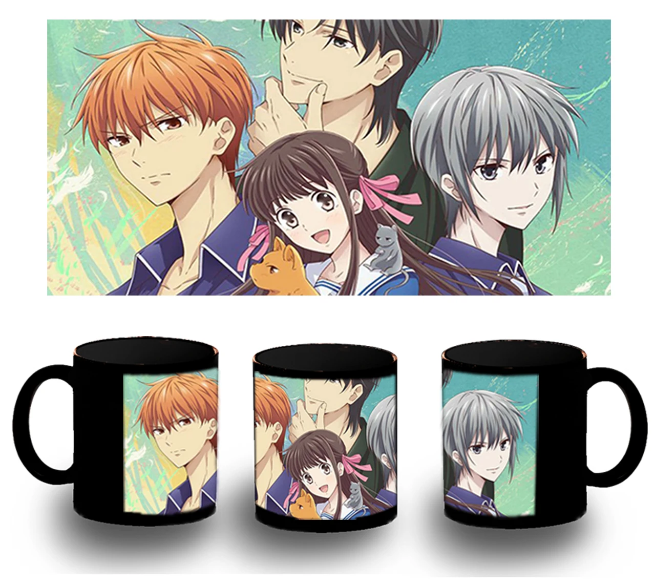 CUP FULLY black FRUITS BASKET CHARACTERS black mug