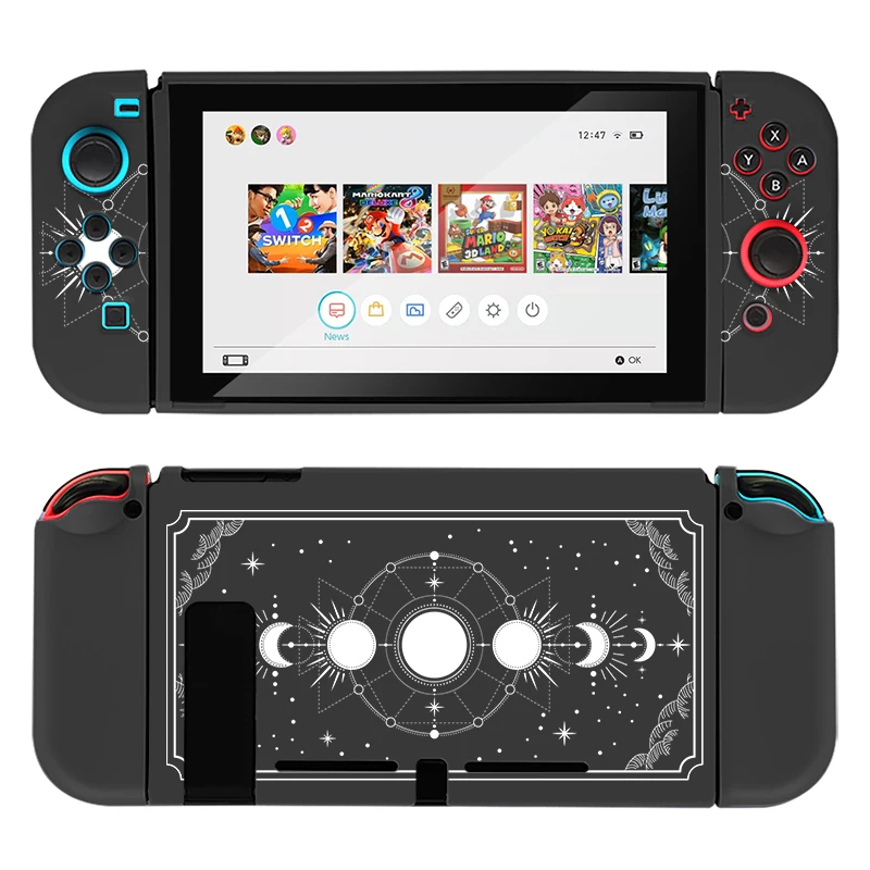 Aesthestic Schwarz Mond Phase Funda Nintendo Schalter Abdeckung Fall Dockable Schutzhülle Tarot TPU Shell Für Schalter Controller Joy-Con