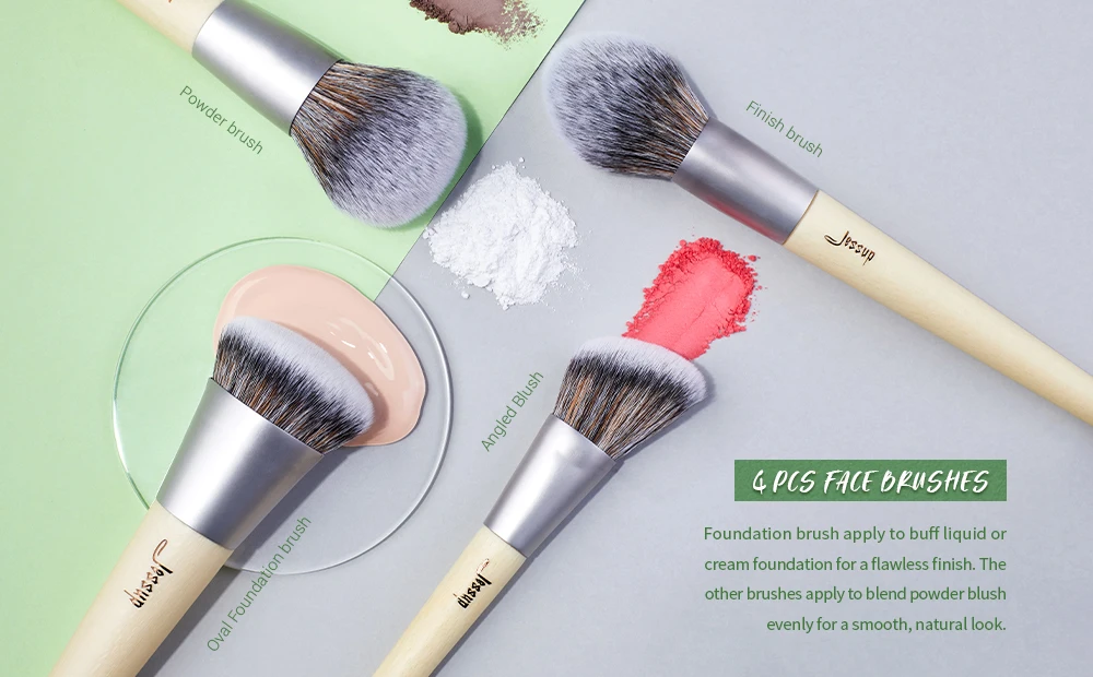Jessup Makeup Brushes Set Premium Synthetic Foundation Powder Angled Concealer Blending Eyeshadow Duo Eyebrow Brush Makeup T327