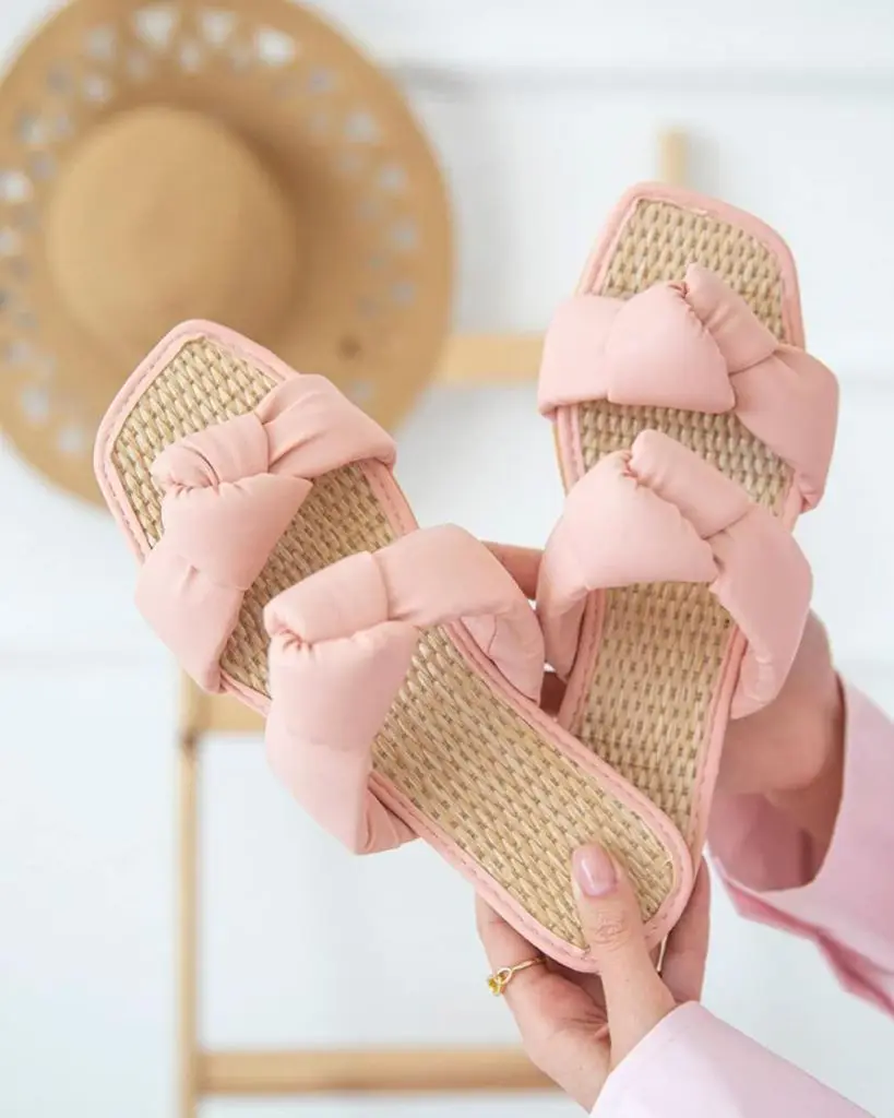 Women Wicker Soft Sole Slippers Sandals Luxury Fashion Trend İndoor and Outdoor 2021 Summer Lilac Beige Green Pink Black