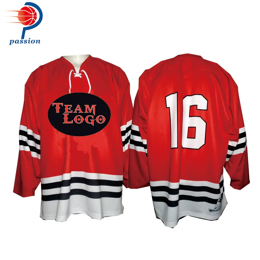 

Custom Teamwear High Quality Men's Youth Boys Red Ice Hockey Shirt for Team Club