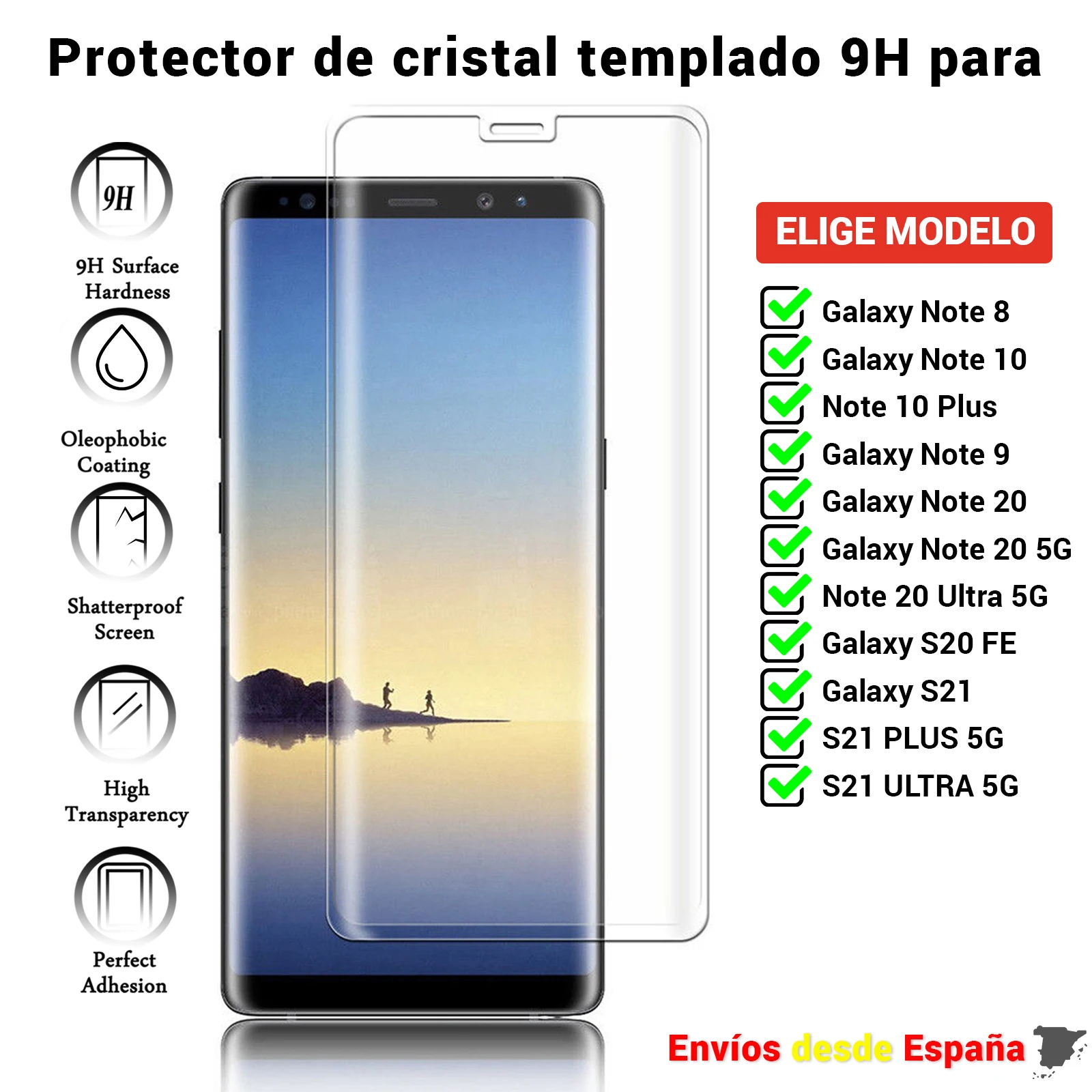 Screen Protector for Samsung Galaxy Note 8 10 20 5G S21 S20 Plus Ultra. Clear tempered glass for Mobile