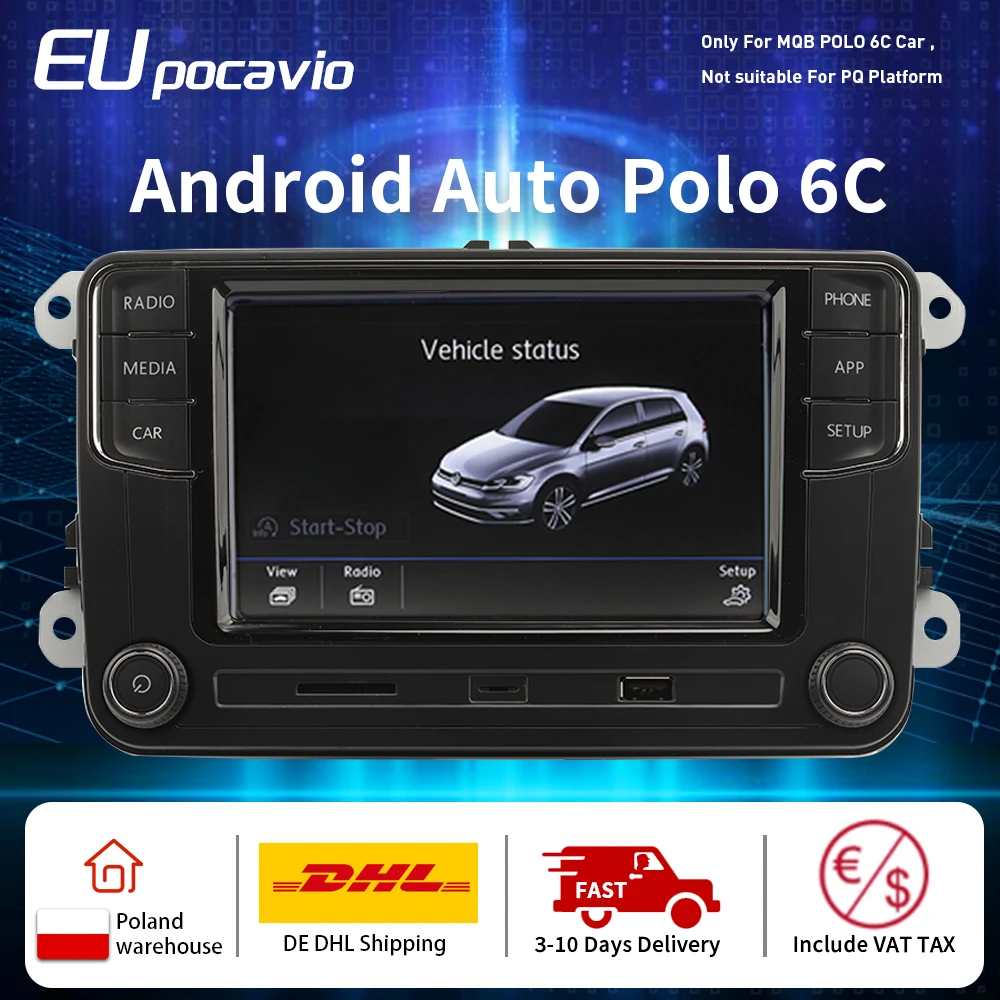 Android Auto Car Radio Only for VW MQB POLO 6C Carplay Car Multimedia Player NONAME MIB 6.5 inch Bluetooth Headunit 19D035280