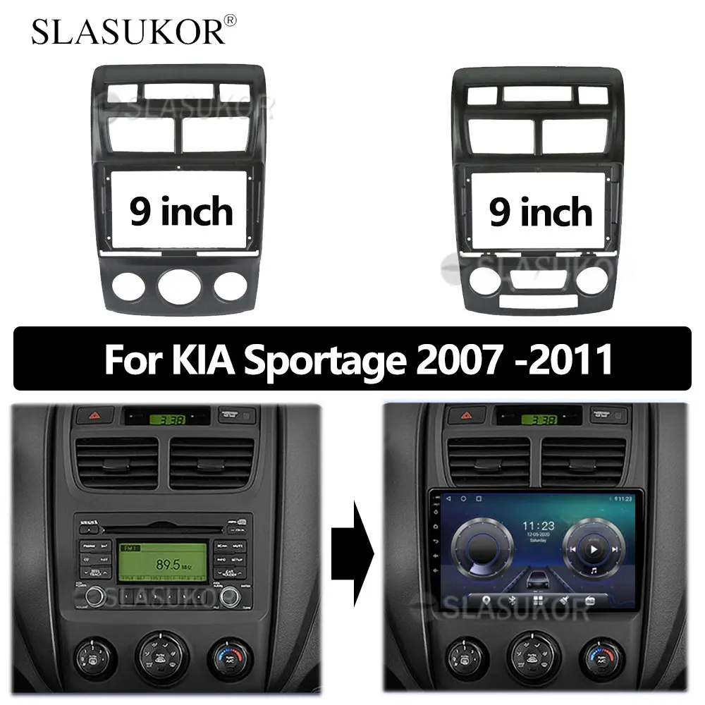 

9 INCH Android Car frame Kit Fascia Panel For KIA Sportage 2007 2008- 2011 Frame Cable ABS Android Big Screen Radio Audio Frame