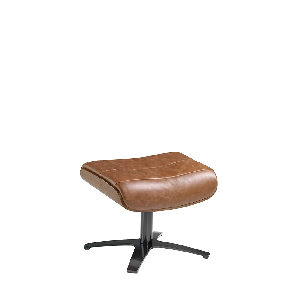 Ottomán 5084 Angel Cerdá- Ottomán upholstered in cowhide and base made of solid steel polished black color. Support structure in walnut-plated wood.