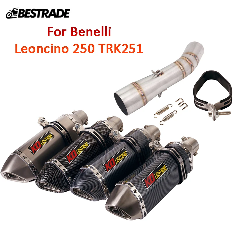 

For Benelli Leoncino 250 TRK251 Exhaust System Middle Link Pipe Slip On 51mm Muffler Pipe For Motorcycle With DB Killer Escape